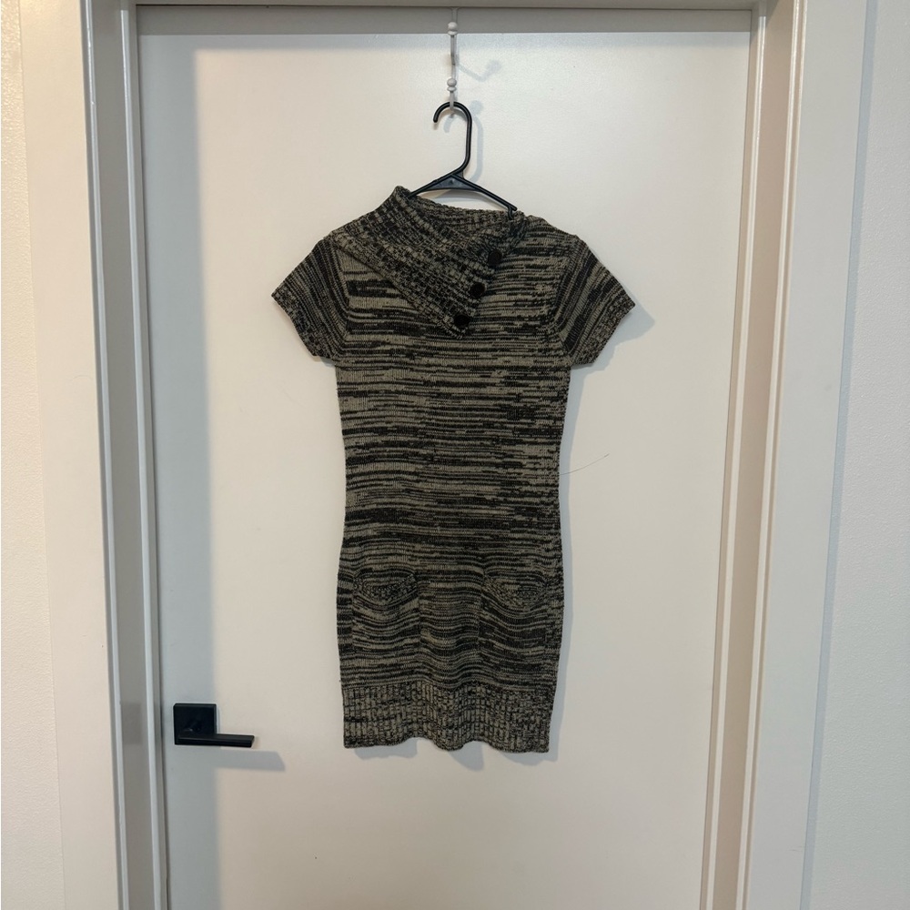 Michael F.  Black and Tan Knit Sweater Dress